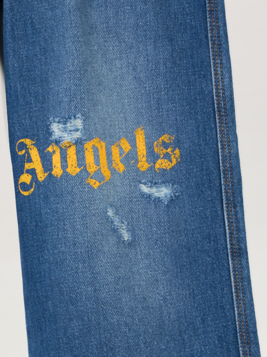 pantalon en denim brossé avec logo