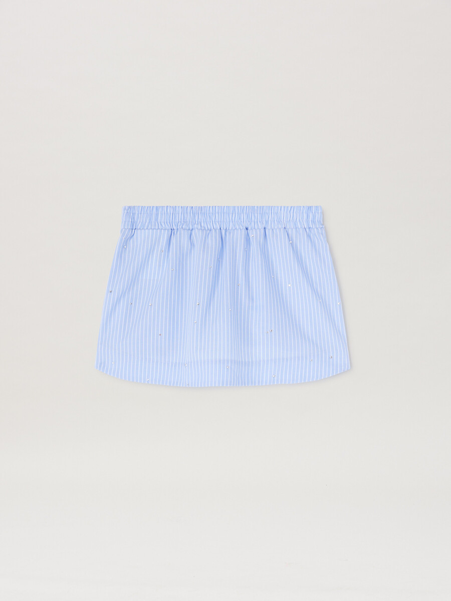 jupe courte pa à strass bleu poudré