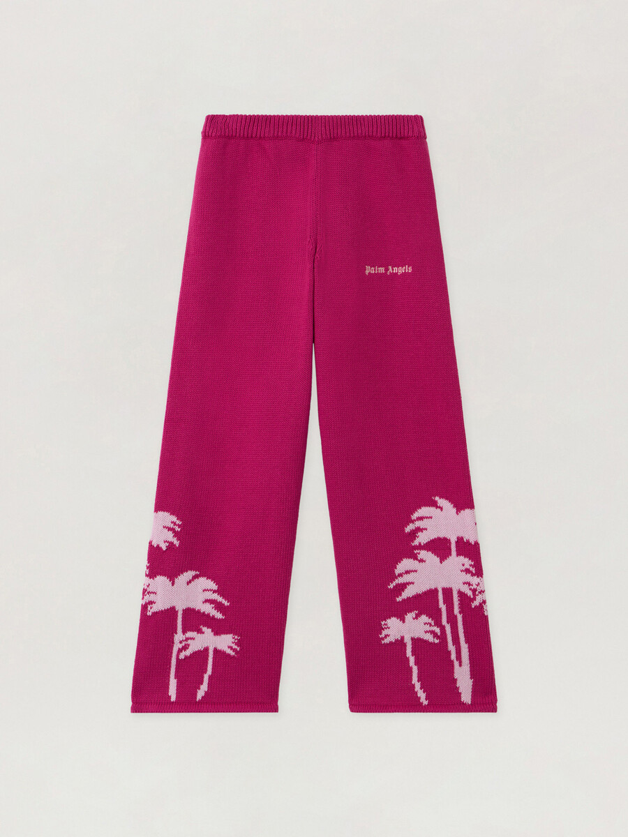 pantalon en maille à jambes larges palms