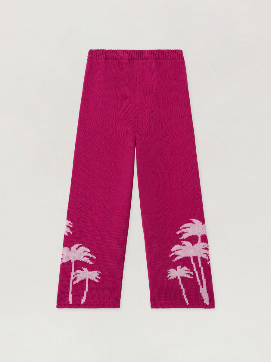 pantalon en maille à jambes larges palms